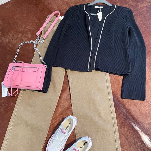 NWT maje women knit cardigan black gold size 2 - Picture 2 of 16